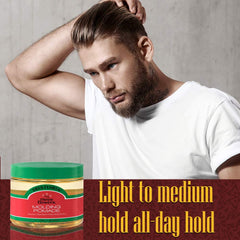 Three Flowers water-based pomade highlights shiny finish without greasiness and easy washout.