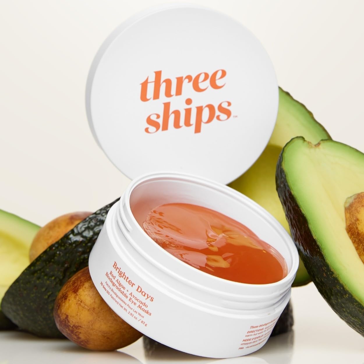 Three Ships Brighter Days under-eye patch applied shows refreshing feel during a busy day.