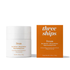 Three Ships Dream Bio-Retinol Cream packaging showcases premium jar for night-time hydration.