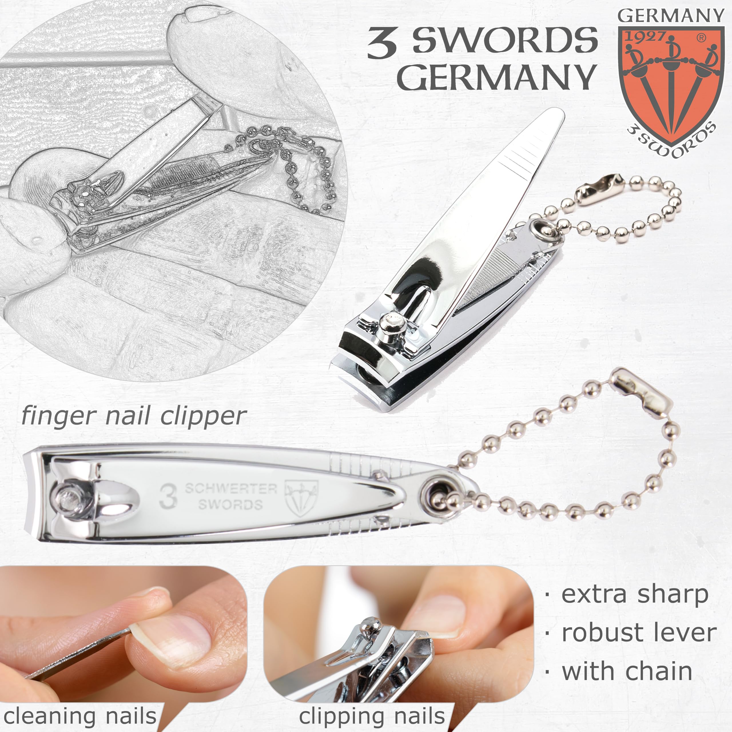 Three Swords Germany precision tweezers for accurate nail shaping.