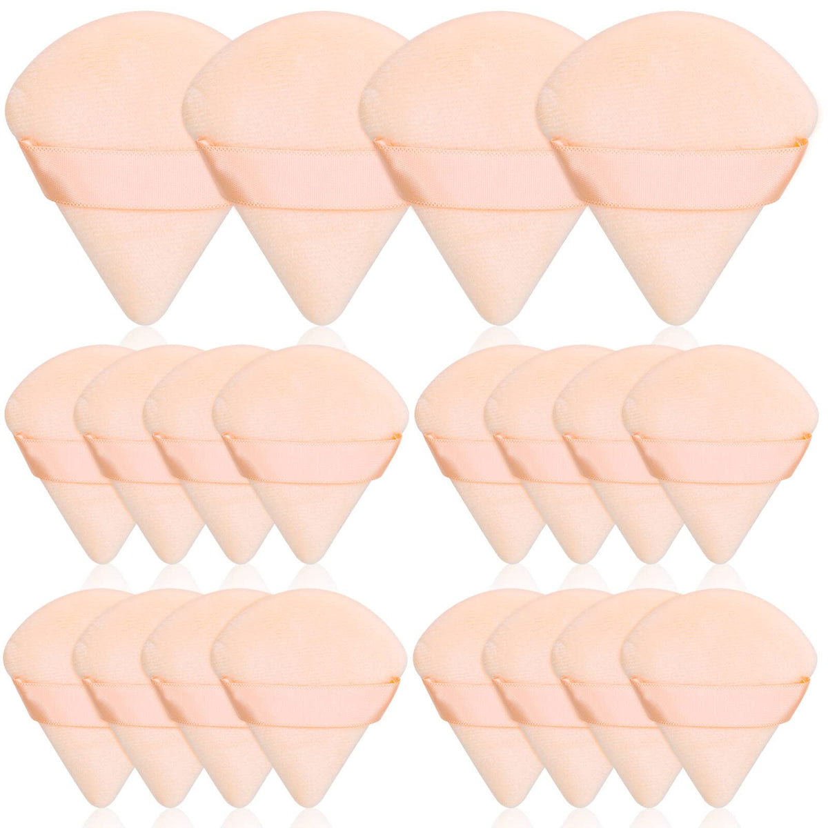 Thrilez triangle powder puff beige close-up showing soft velour for gentle application