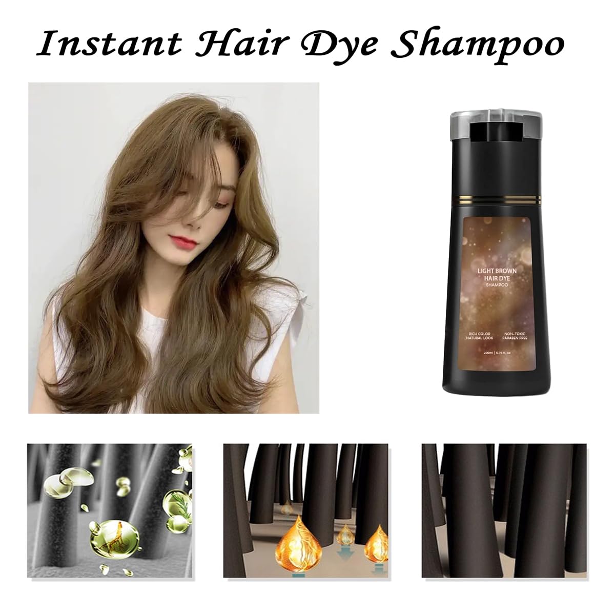 THUIOP Hair Dye Shampoo application demonstrates quick color deposition for gray roots