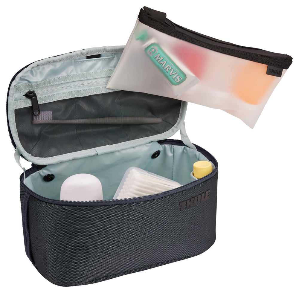 Thule Subterra 2 toiletry bag hanging strap ready for hotel bathroom storage