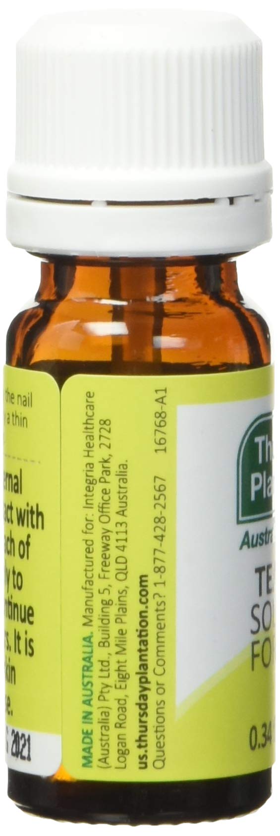 Thursday Plantation packaging shows travel-friendly, compact 10 ml bottle.