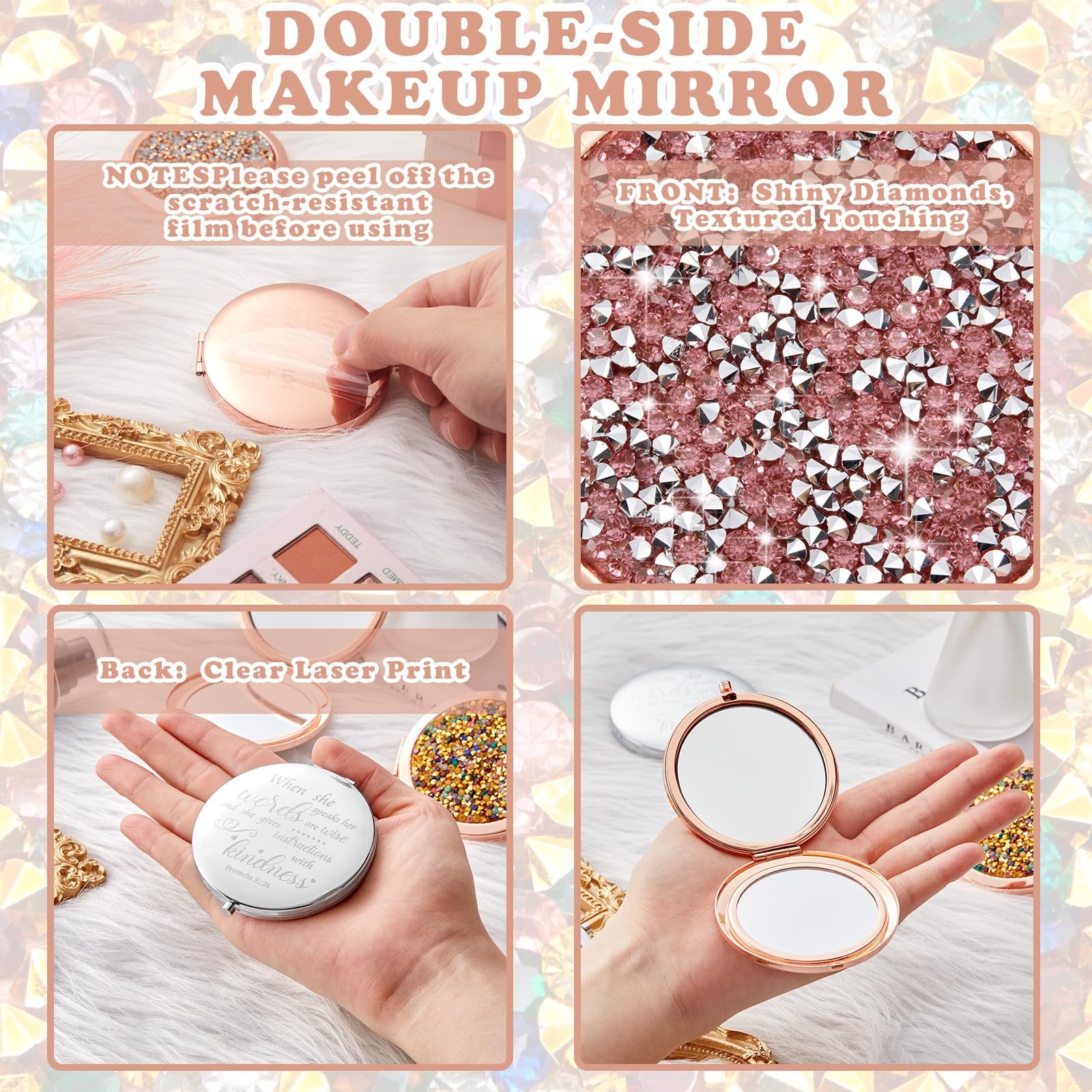 Thyle metal compact mirror travel size designed for easy purse carry.