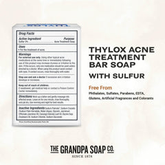 Thylox sulfur bar close-up highlighting natural sulfur for acne care.