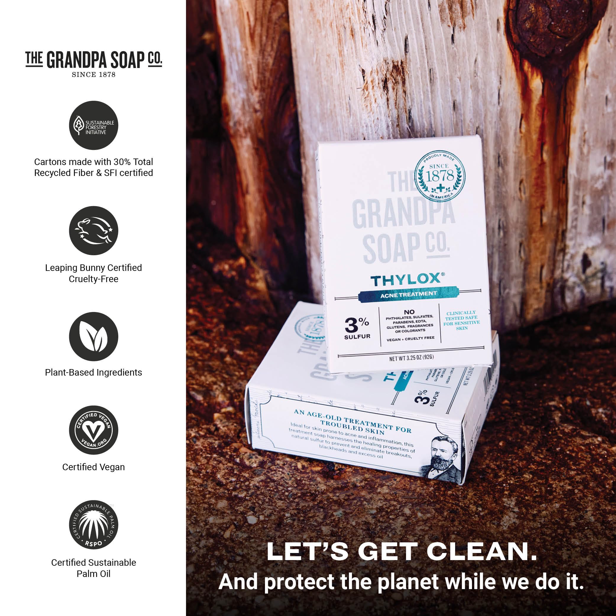 Thylox's sustainable packaging supports eco-friendly skincare routines.