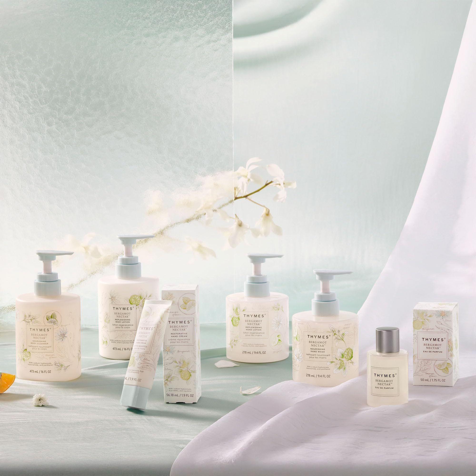 Thymes Bergamot Nectar vegan cruelty-free label emphasizes plant-based care.