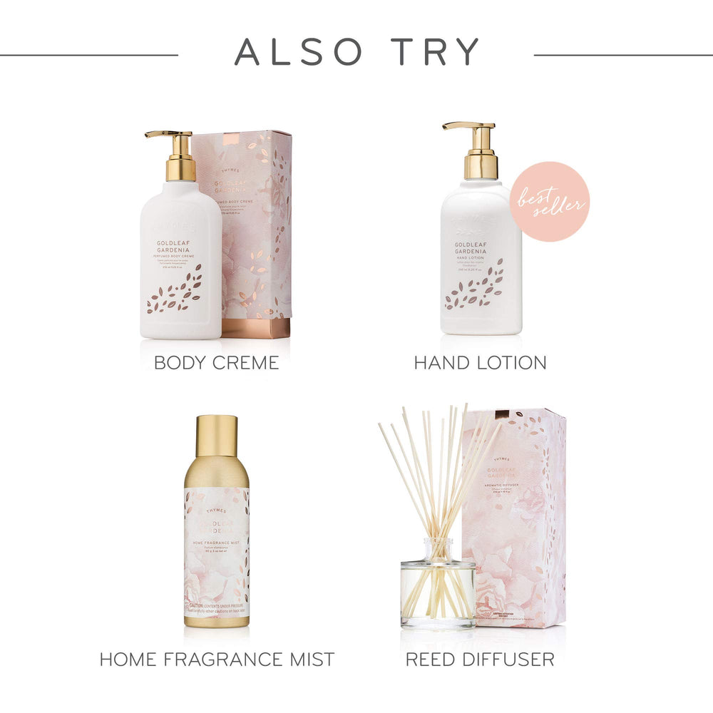 Thymes Goldleaf Gardenia gift-ready packaging demonstrates thoughtful, fragrant gifting.