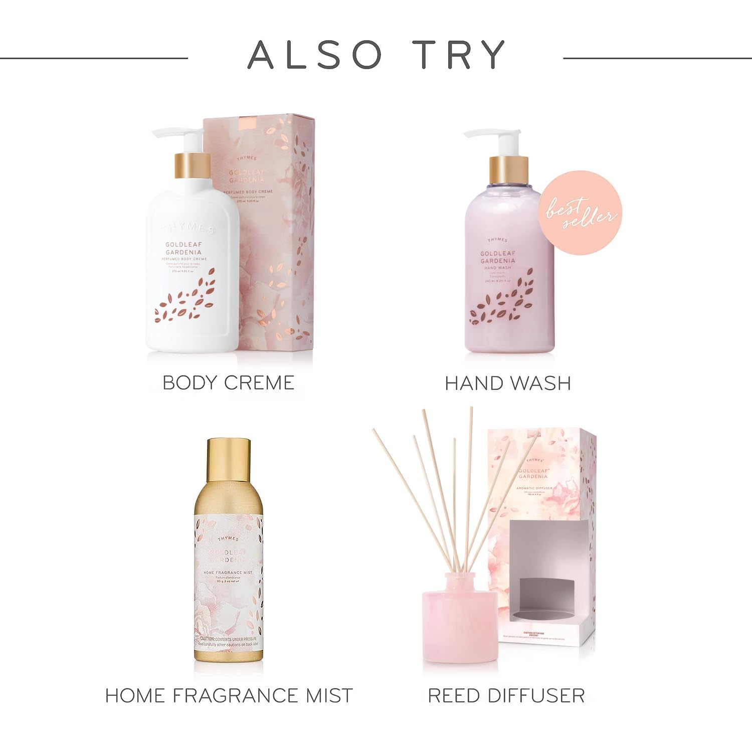 8.25 oz Thymes Hand Lotion Gold Pump size shown for generous everyday use.