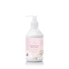 Thymes Magnolia Willow hand lotion bottle delivers luxurious hydration for soft, everyday hands.