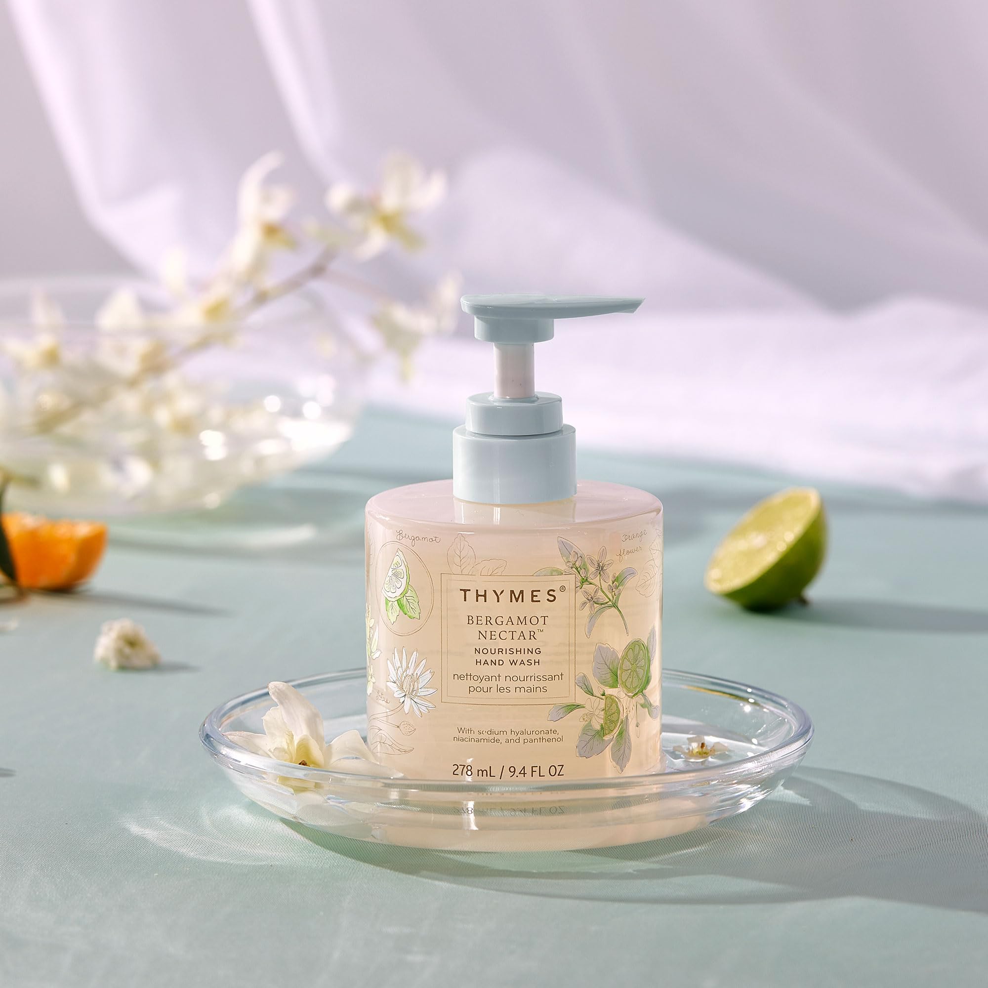 Thymes Nourishing Hand Wash silky-lather delivers gentle cleansing.