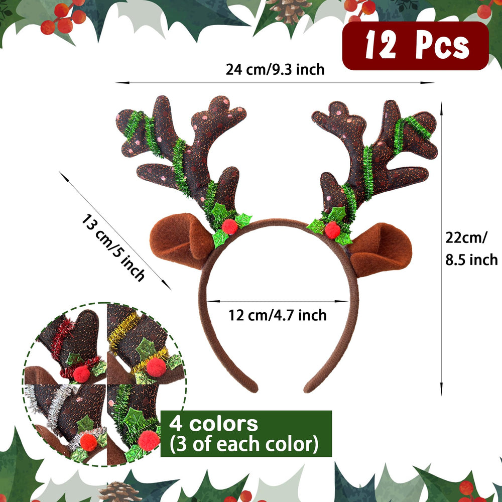 Tiaiidi reindeer antlers headband green adds sparkle to party outfits.