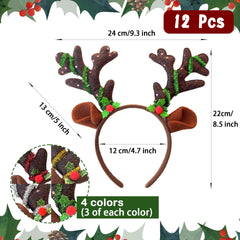 Tiaiidi reindeer antlers headband green adds sparkle to party outfits.