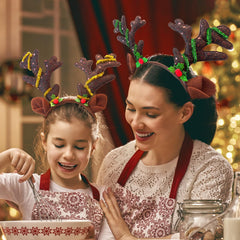 Tiaiidi reindeer antlers headband yellow brightens kids' holiday photos.
