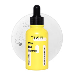 TIA'M Vita B3 Source bottle-front view highlighting vegan glow serum for balanced skin.