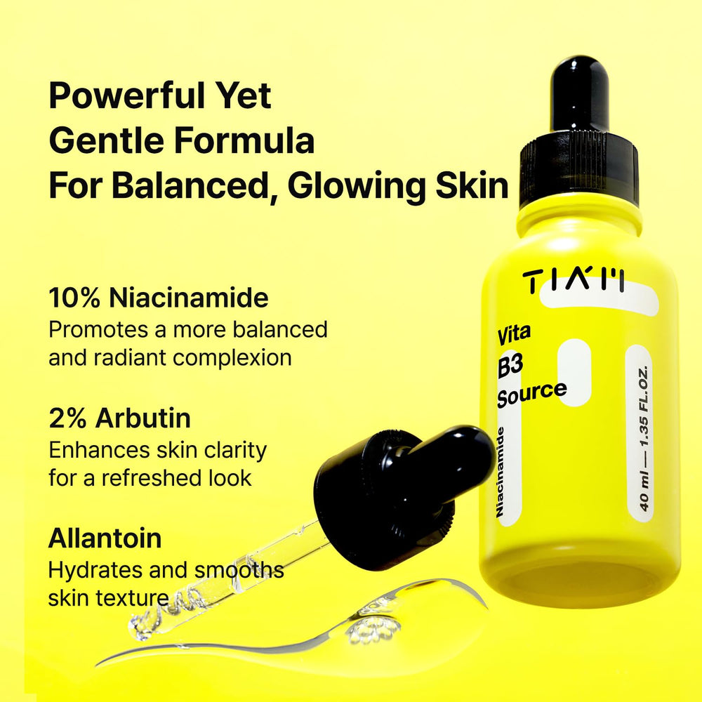 TIA'M Vita B3 Source texture swirl illustrating lightweight, fast-absorbing serum for daily use.