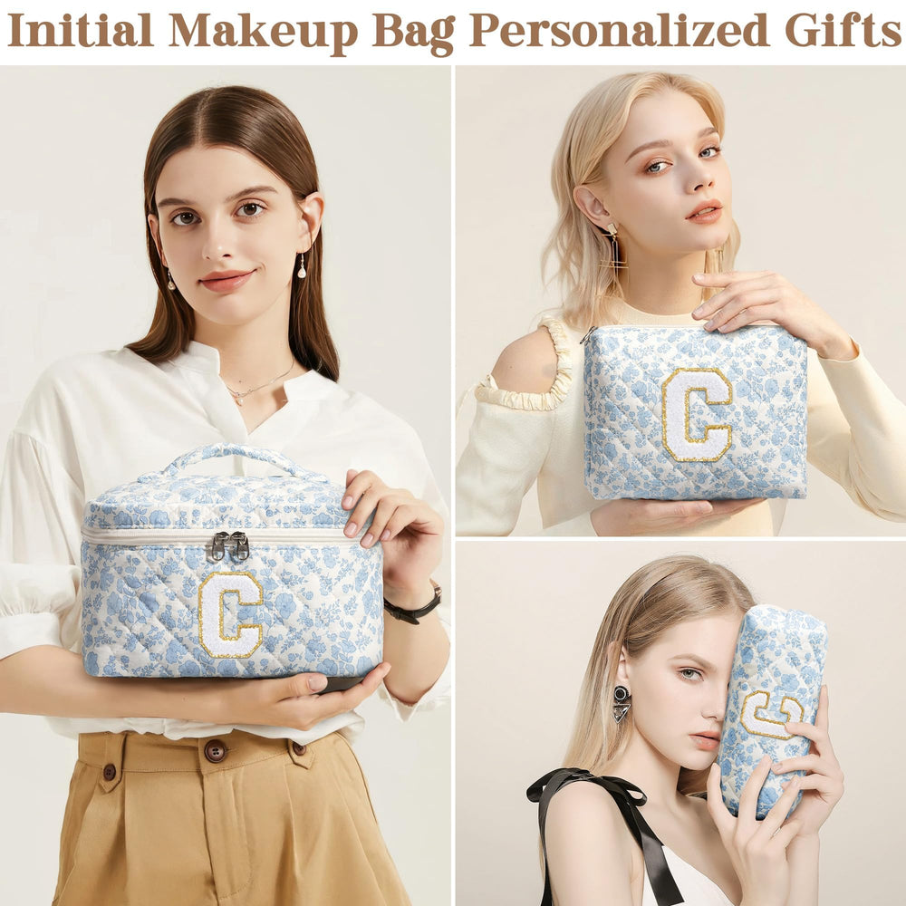 Tiblue fluffy initial patch on makeup bag adds personalized gifting touch
