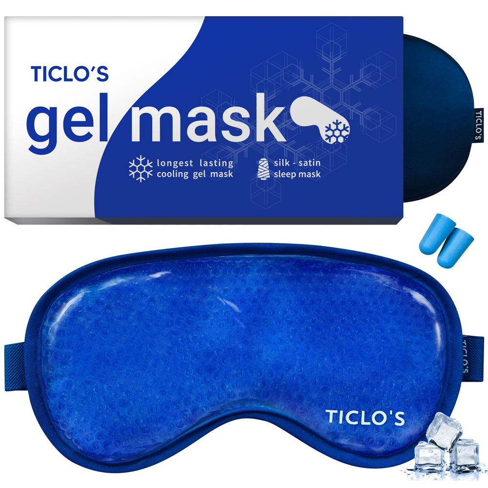 TICLO'S cooling eye mask front view offers gentle cooling for refreshed eyes after long days.