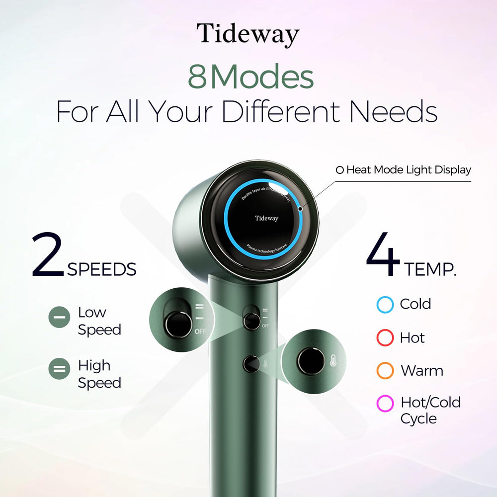 Tideway Hair Dryer 8-modes display for precise temperature and speed control