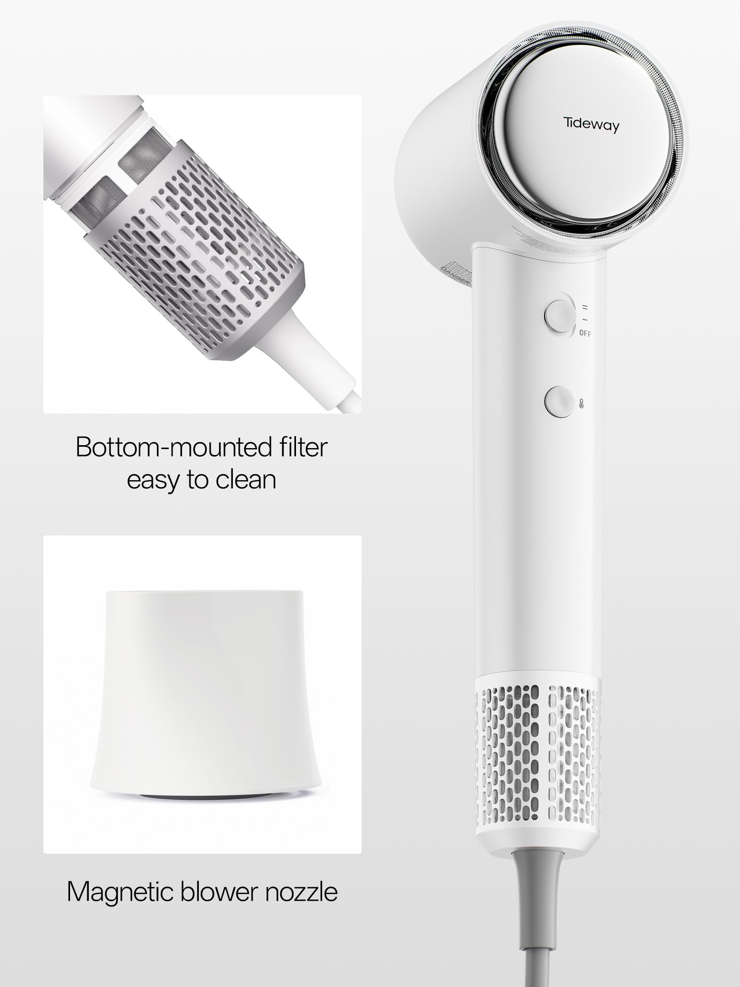Tideway hair dryer packaging box reveals ready-to-use setup