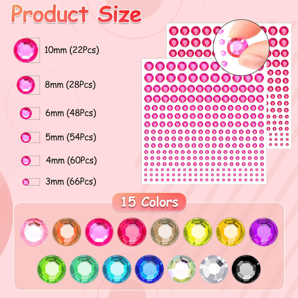 Tidponra rhinestone stickers for face and body, adds shimmer to makeup looks.