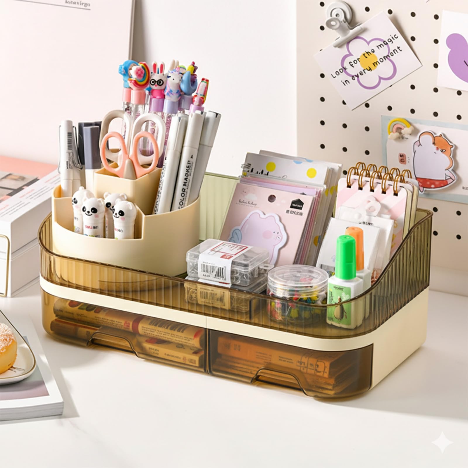 Tidyladyo makeup organizer easy-clean design keeps surfaces tidy with wipe-down durability.