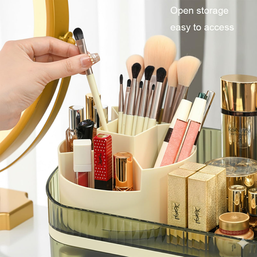 Tidyladyo rotating brush drawer helps streamline beauty routines.