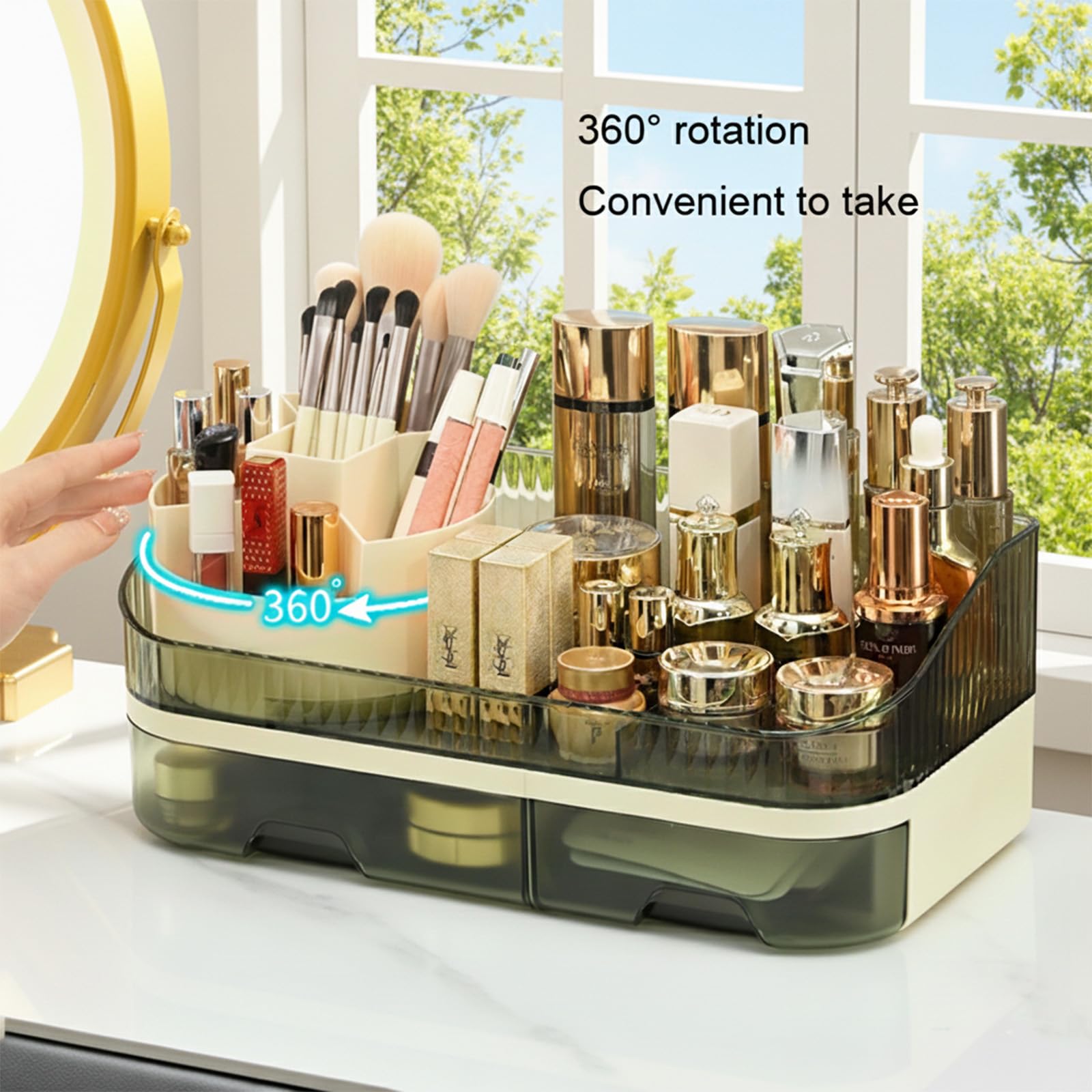 Tidyladyo vanity multifunctional storage keeps cosmetics and skincare organized.