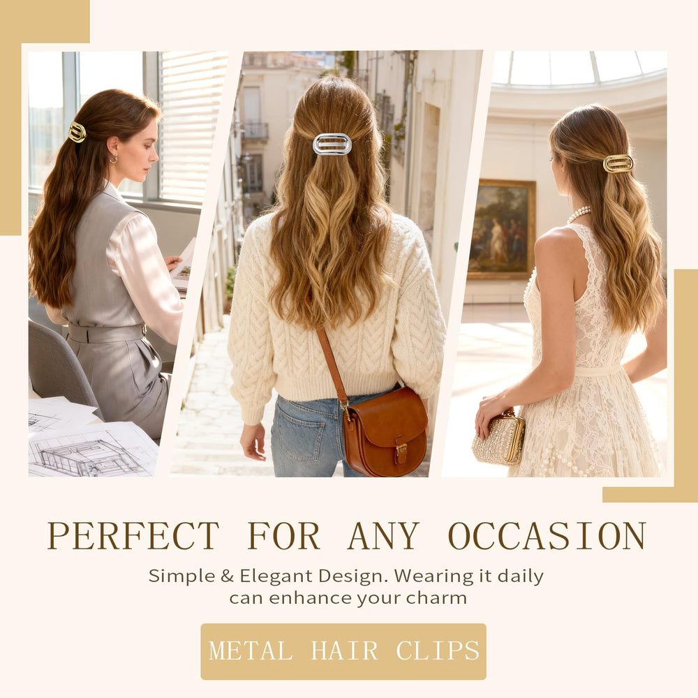 Tiefebene silver barrette on thick hair illustrates durable finish during daily activities.