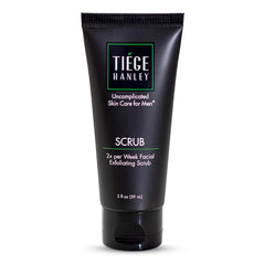 Tiege Hanley exfoliating face wash bottle offers a cooling, fragrance-free cleanse for sensitive skin.
