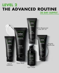 Tiege Hanley Exfoliating Scrub bottle buffs away buildup for smoother texture.