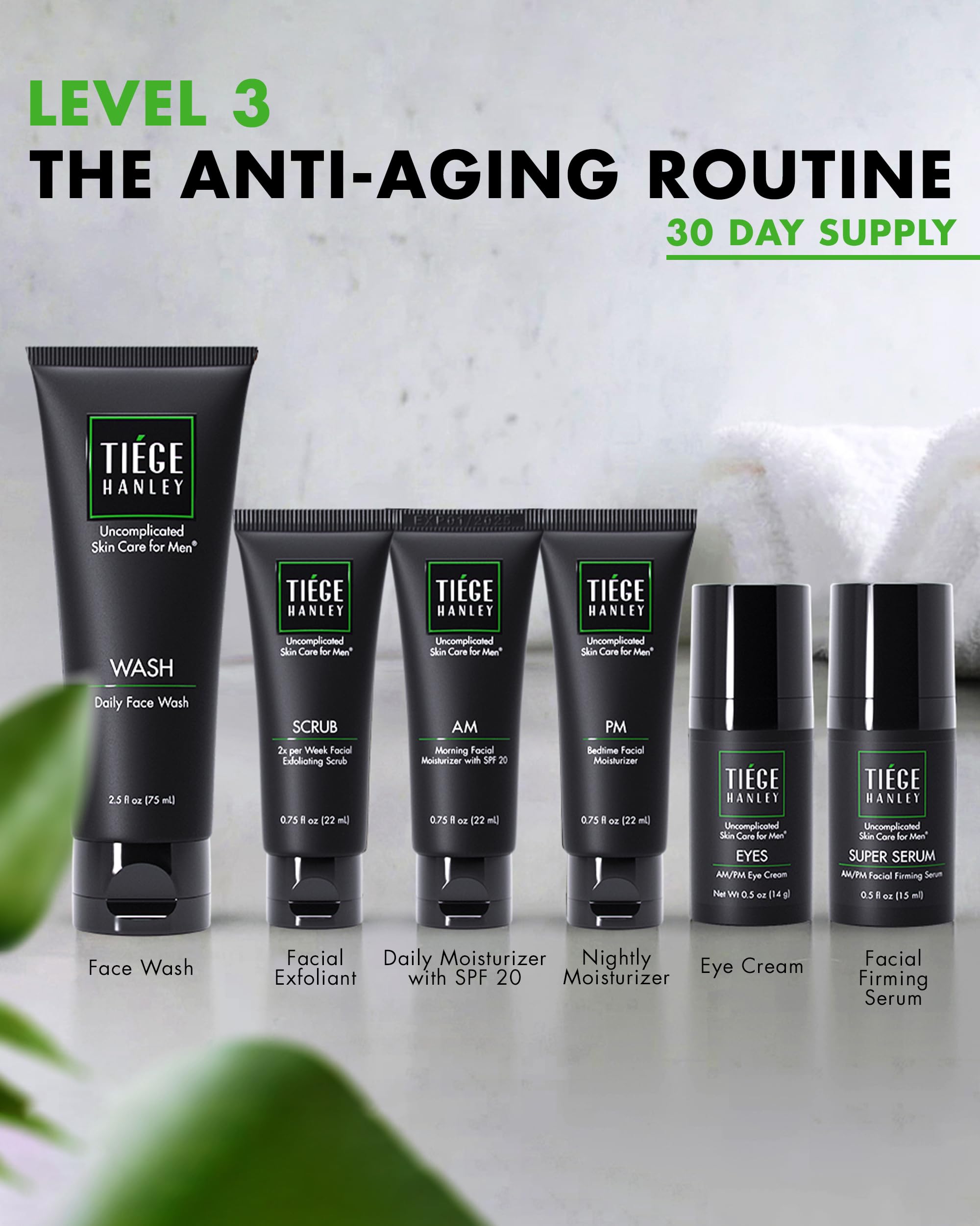 Tiege Hanley exfoliating scrub jar for smoother texture and even tone.