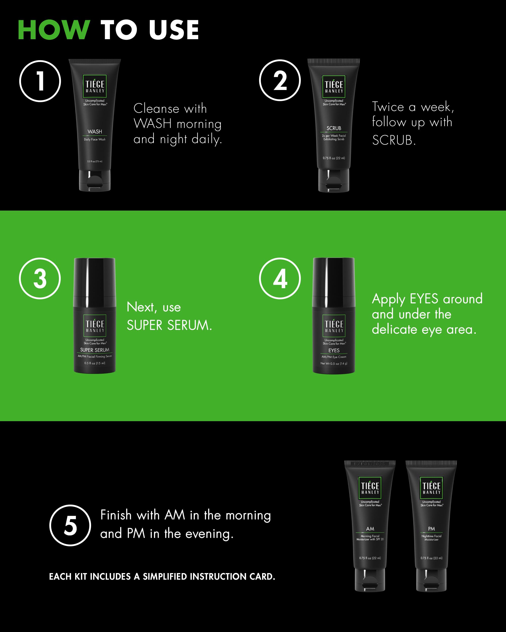 Tiege Hanley eye cream tube hydrating the delicate under-eye area.