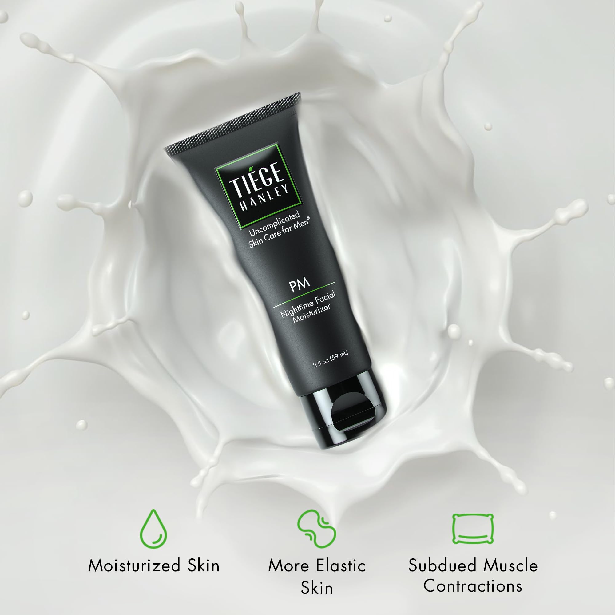 Tiege Hanley hyaluronic acid ingredient bottle highlighting hydration benefits