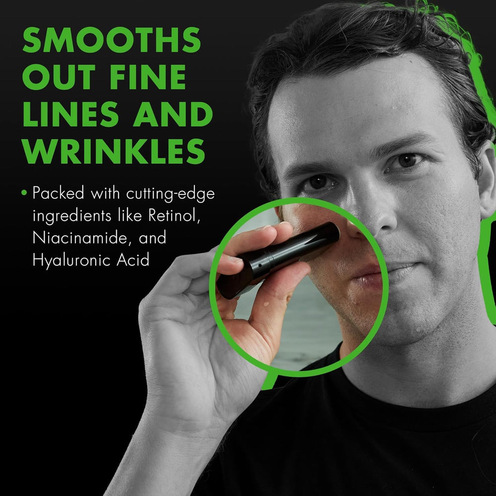 Tiege Hanley Retinol Stick application close-up showing mess-free glide