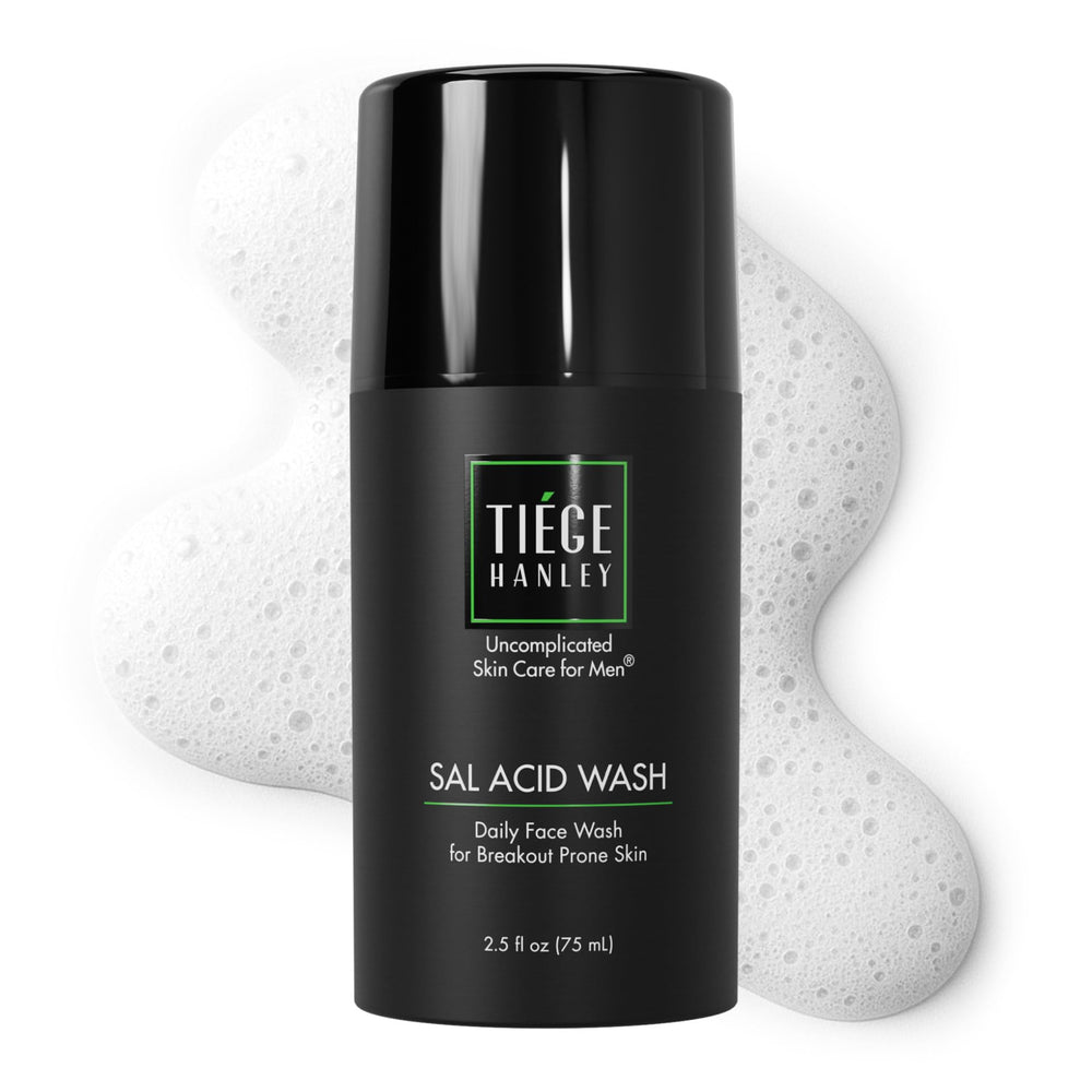 Tiege Hanley Salicylic Acid Cleanser bottle with pump for daily gentle cleansing and oil control