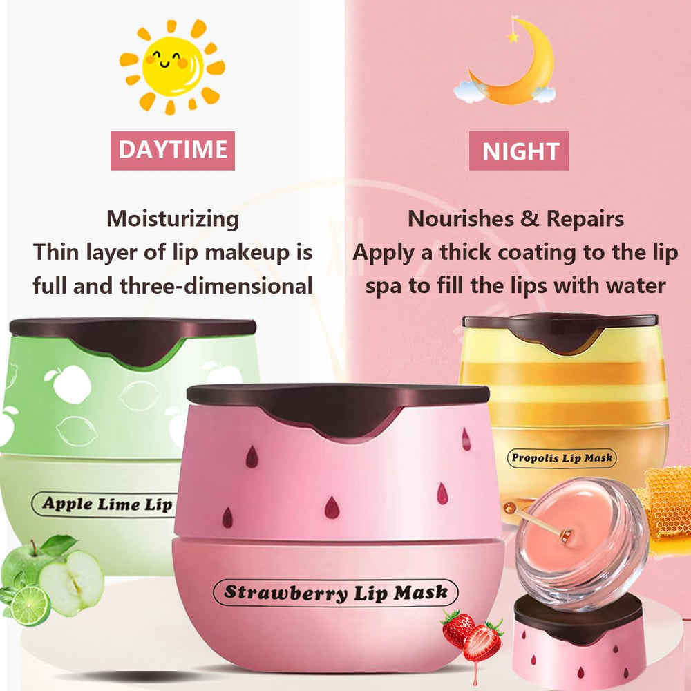 Tiejdhr Strawberry Apple Lip Mask in action on lips for overnight moisture
