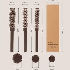TIENQI 3pcs small round brush 0.70-inch side view shows ergonomic handle and even heat