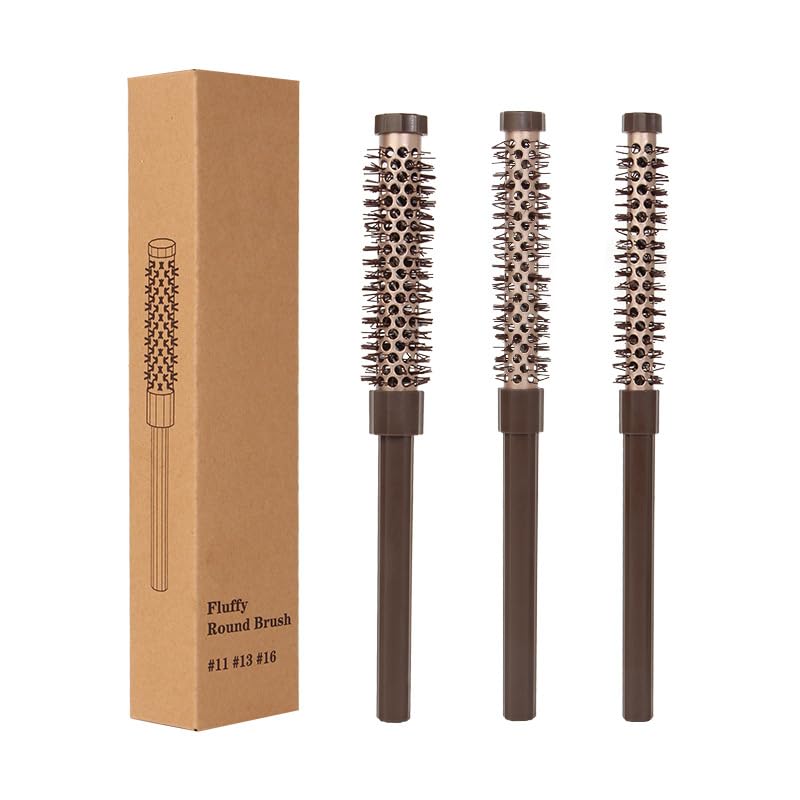 TIENQI 3pcs small round brush 0.78-inch front view for root lift and smooth blowouts