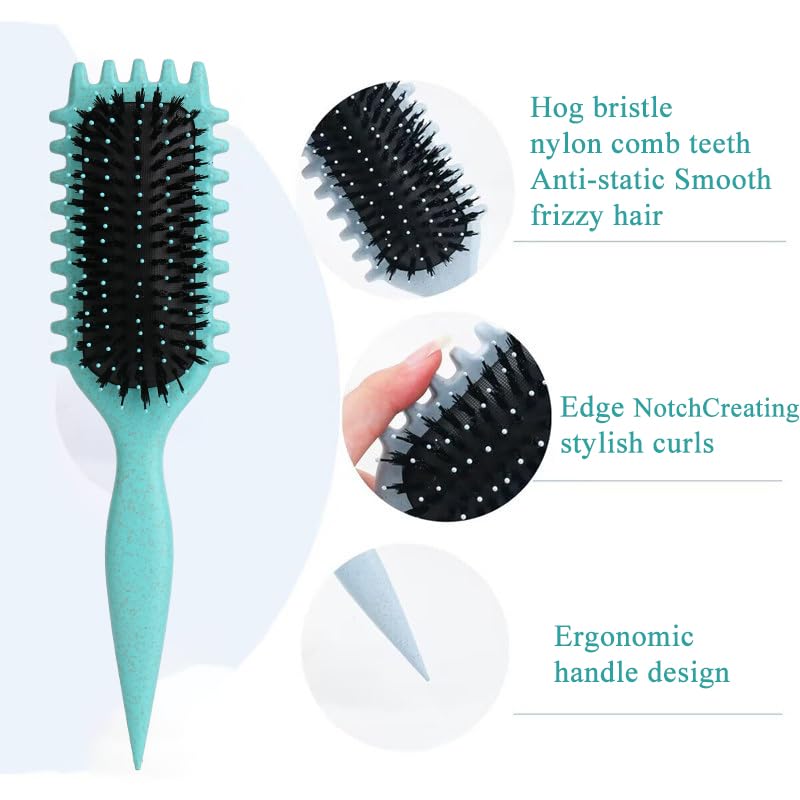 TIFURMAN Curl Defining Brush demonstrating edge-lift for bangs and layered curls.