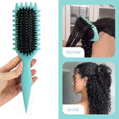 TIFURMAN Curl Defining Brush in use on curls illustrates clumping and defined texture.