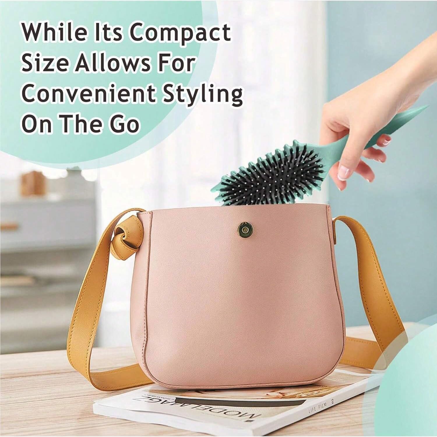 TIFURMAN Curl Defining Brush travel-ready for on-the-go styling.
