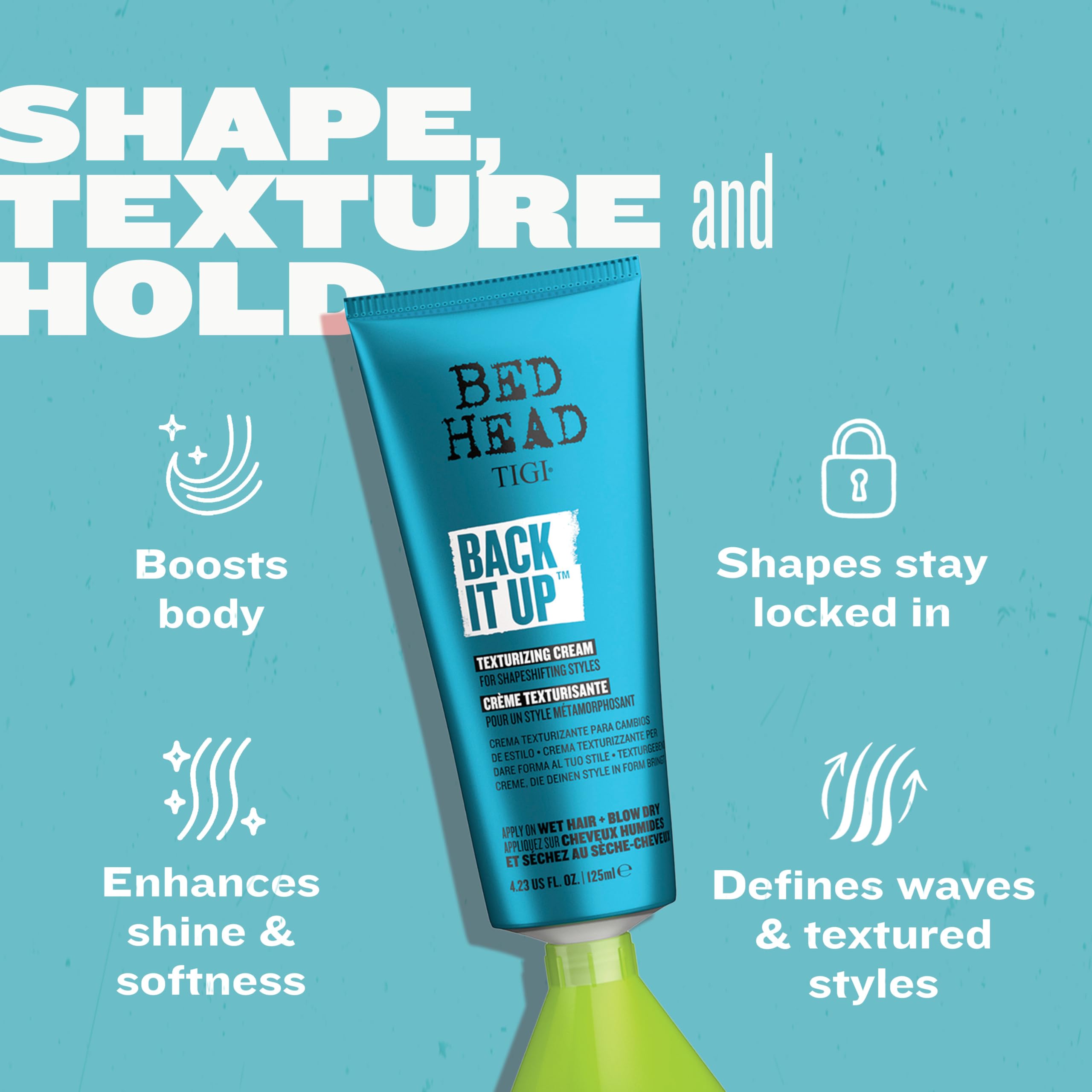 TIGI Bed Head Back It Up: crema texturizante para aplicación suave y fijación moderada.