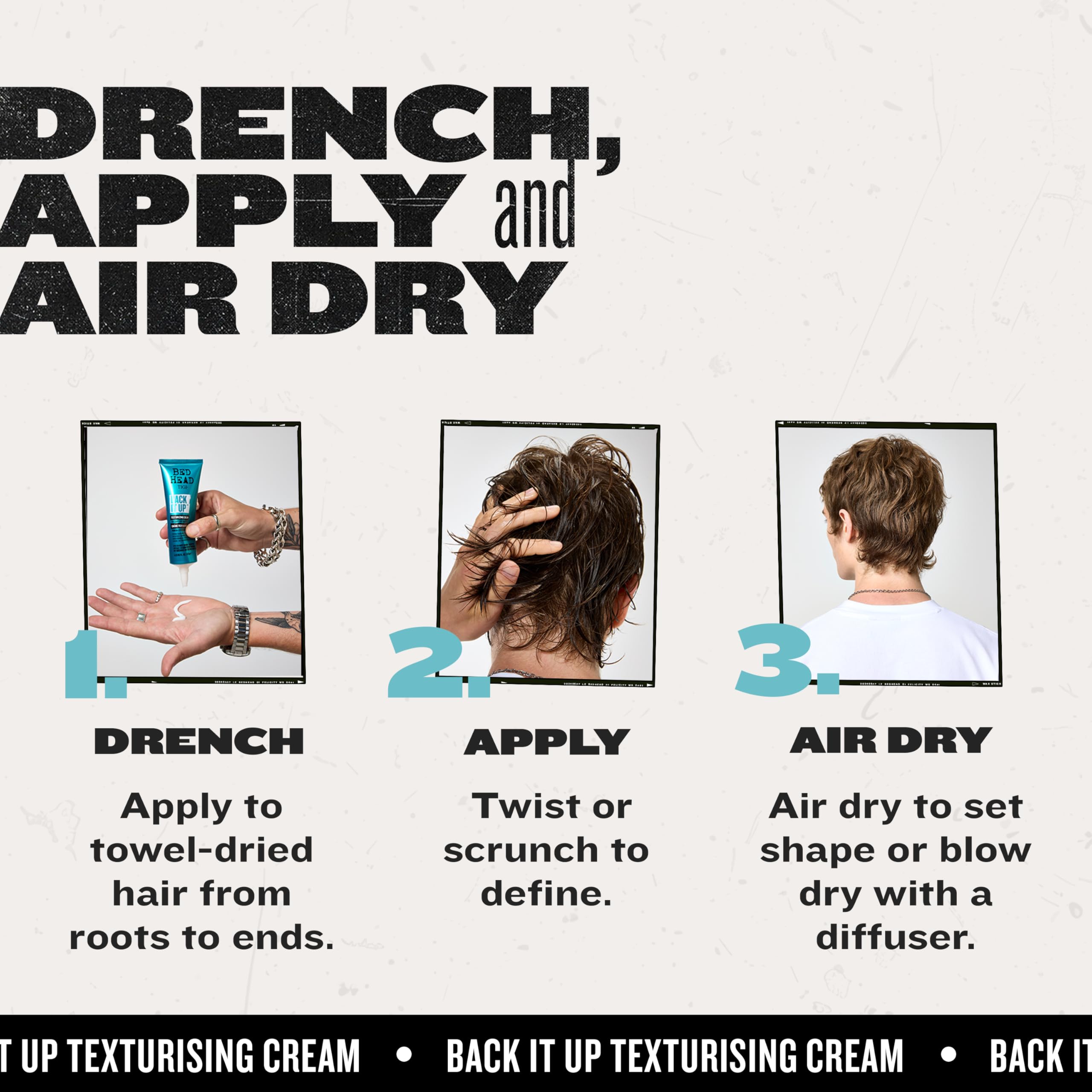TIGI Bed Head Back It Up: crema texturizante para rizos y ondas, definición duradera.