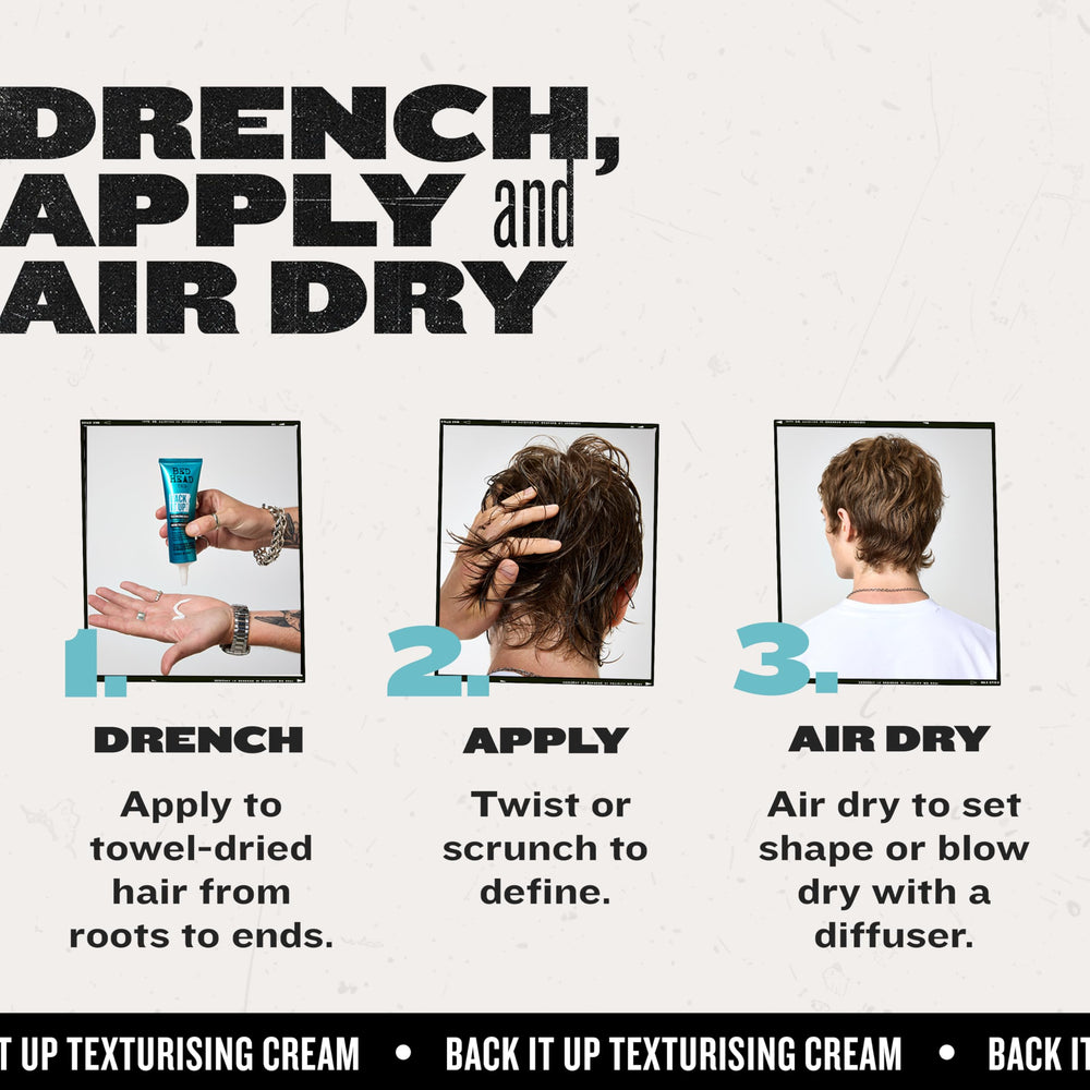 TIGI Bed Head Back It Up image captures texture-rich hair with waves and bounce.