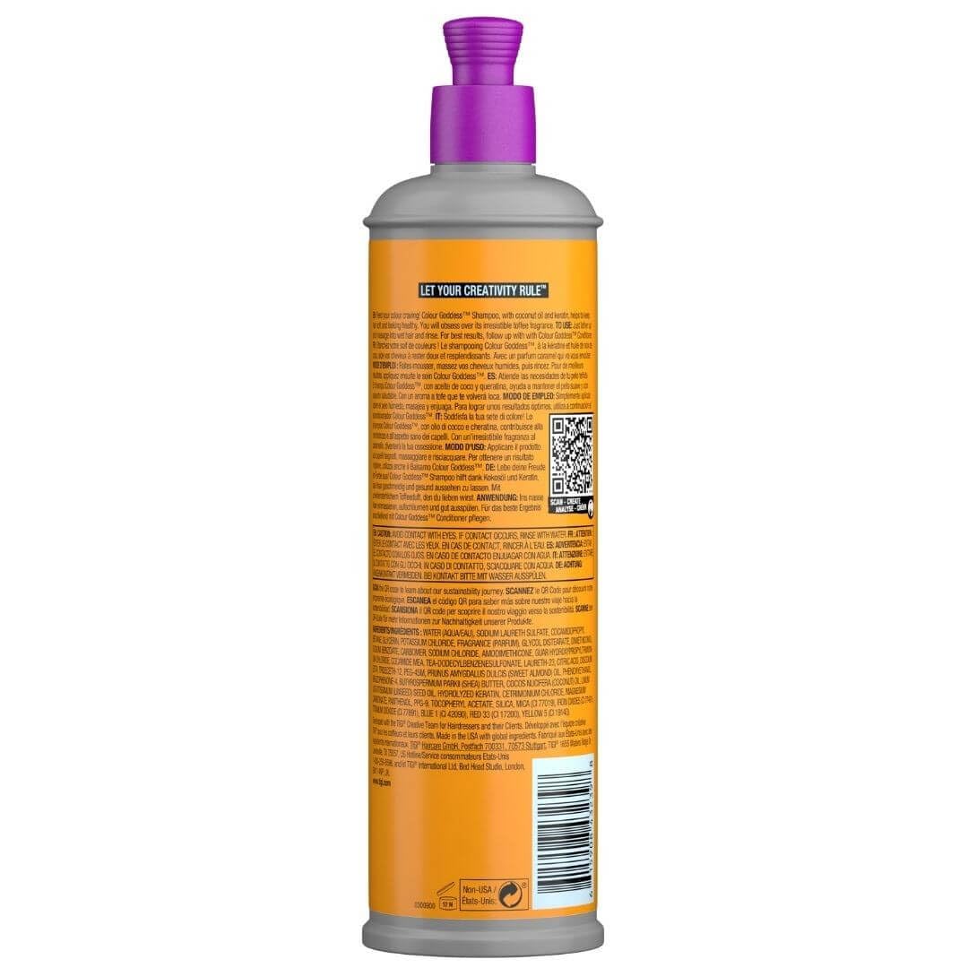 TIGI Bed Head Colour Goddess Shampoo lather reveals silky frizz control.