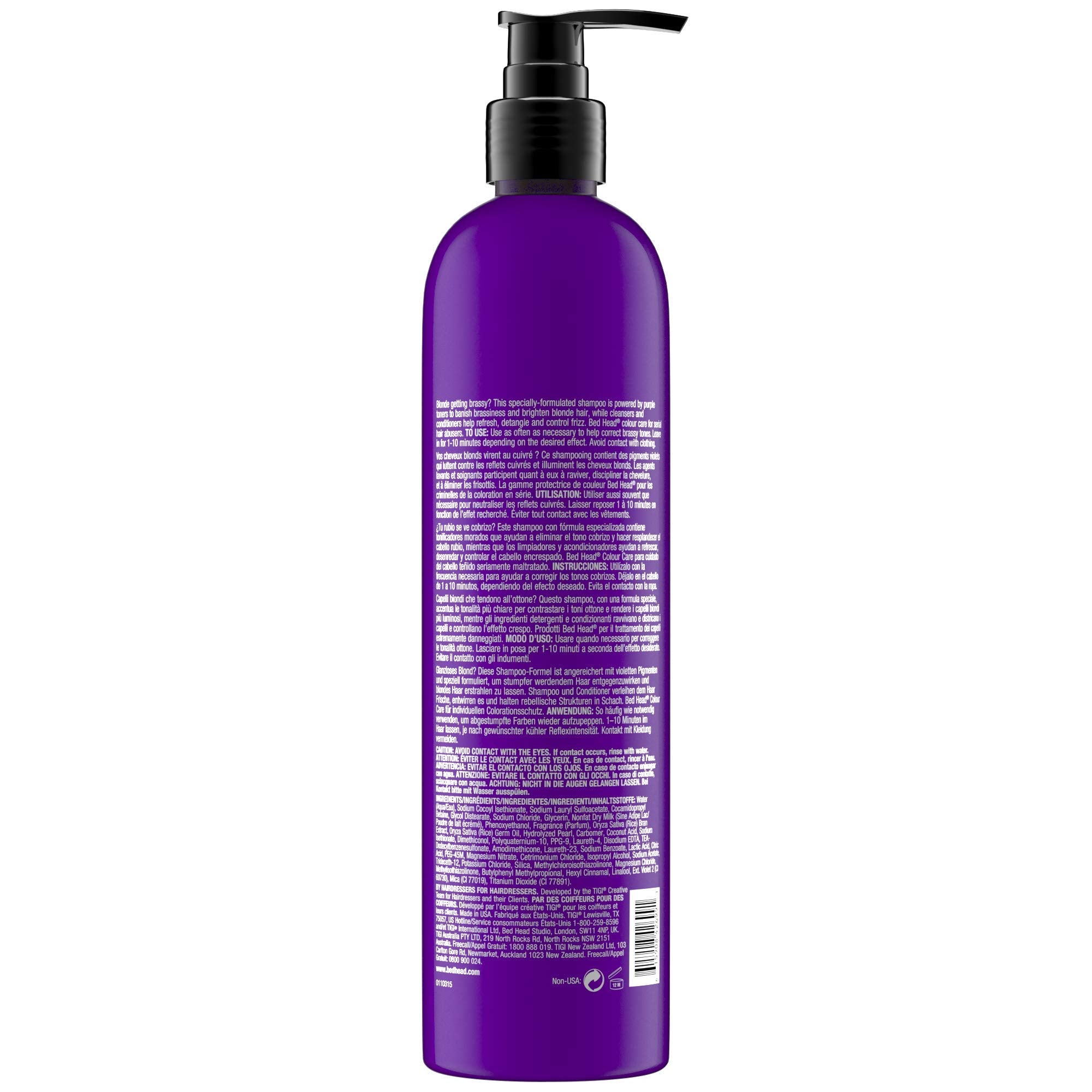 TIGI Bed Head Dumb Blonde shampoo lather close-up highlights cleansing and conditioning.