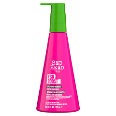 TIGI Bed Head Ego Boost bottle front shows sleek packaging for smoother, managed hair.