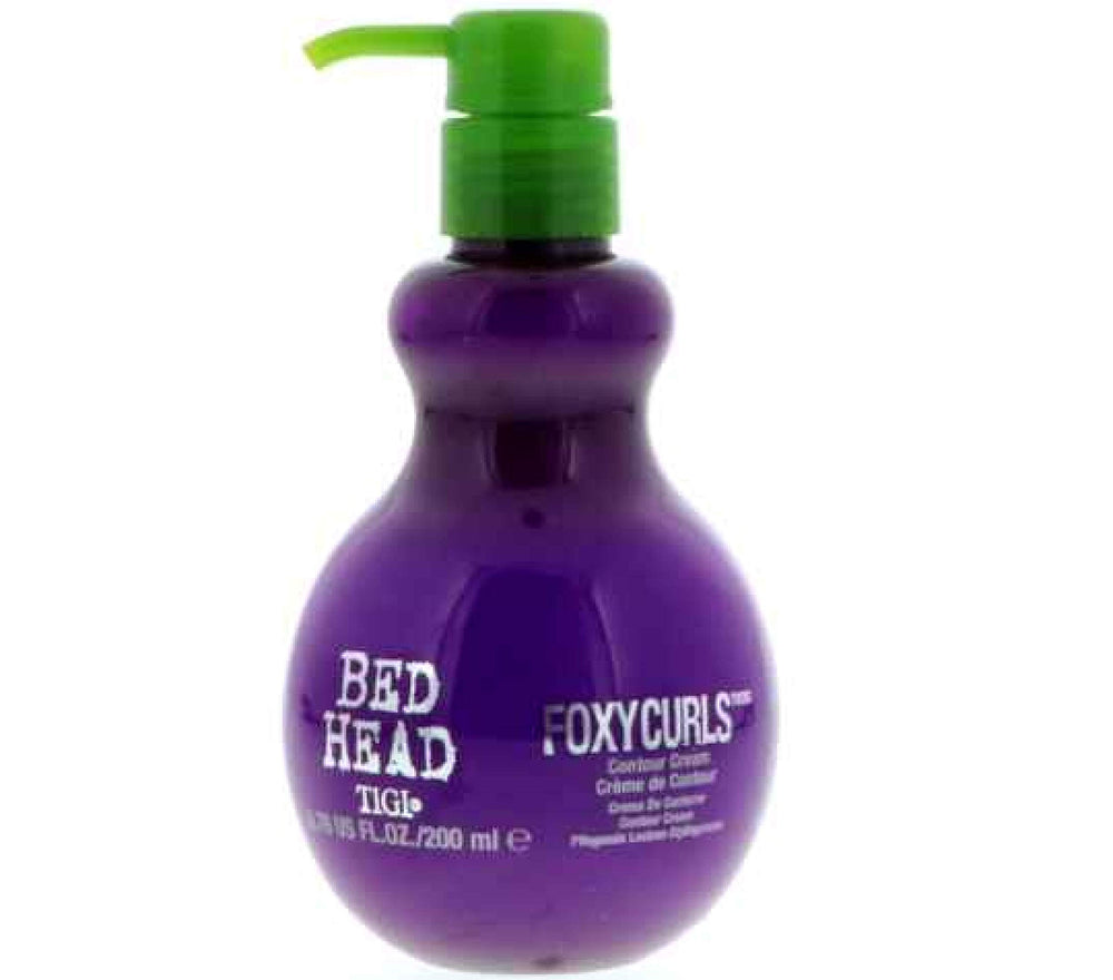 TIGI Bed Head Foxy Curls Contour Creme jar demonstrates curl definition and shine.